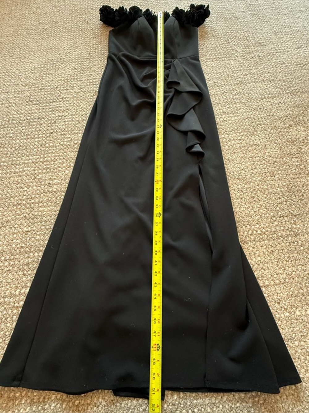 Jeanne Alexander By Alex Evenings  Size 6 Black Off The Shoulder Dress 3D Flower - Picture 13 of 17